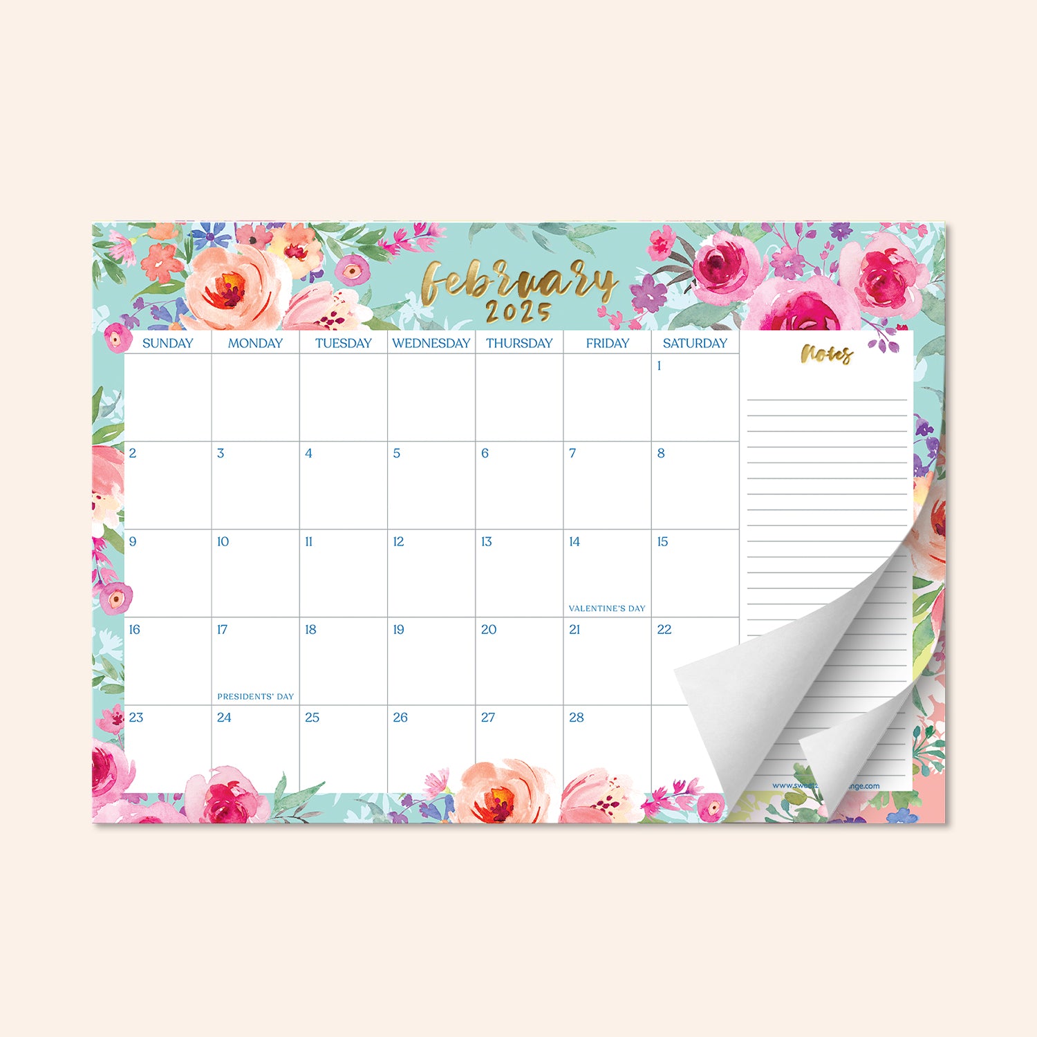 Watercolor Floral Desk Calendar