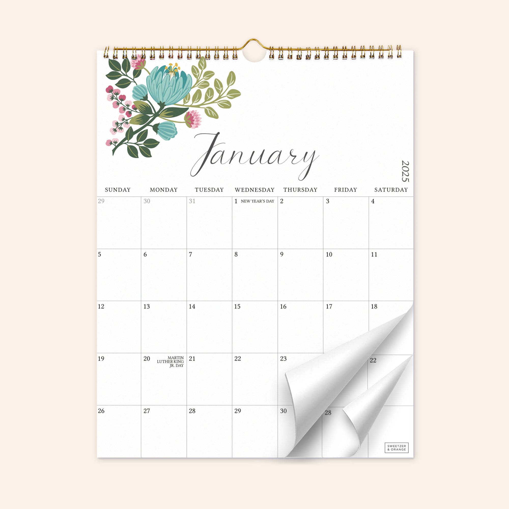 12 Flowers Wall Calendar Jan 2025 - June 2026