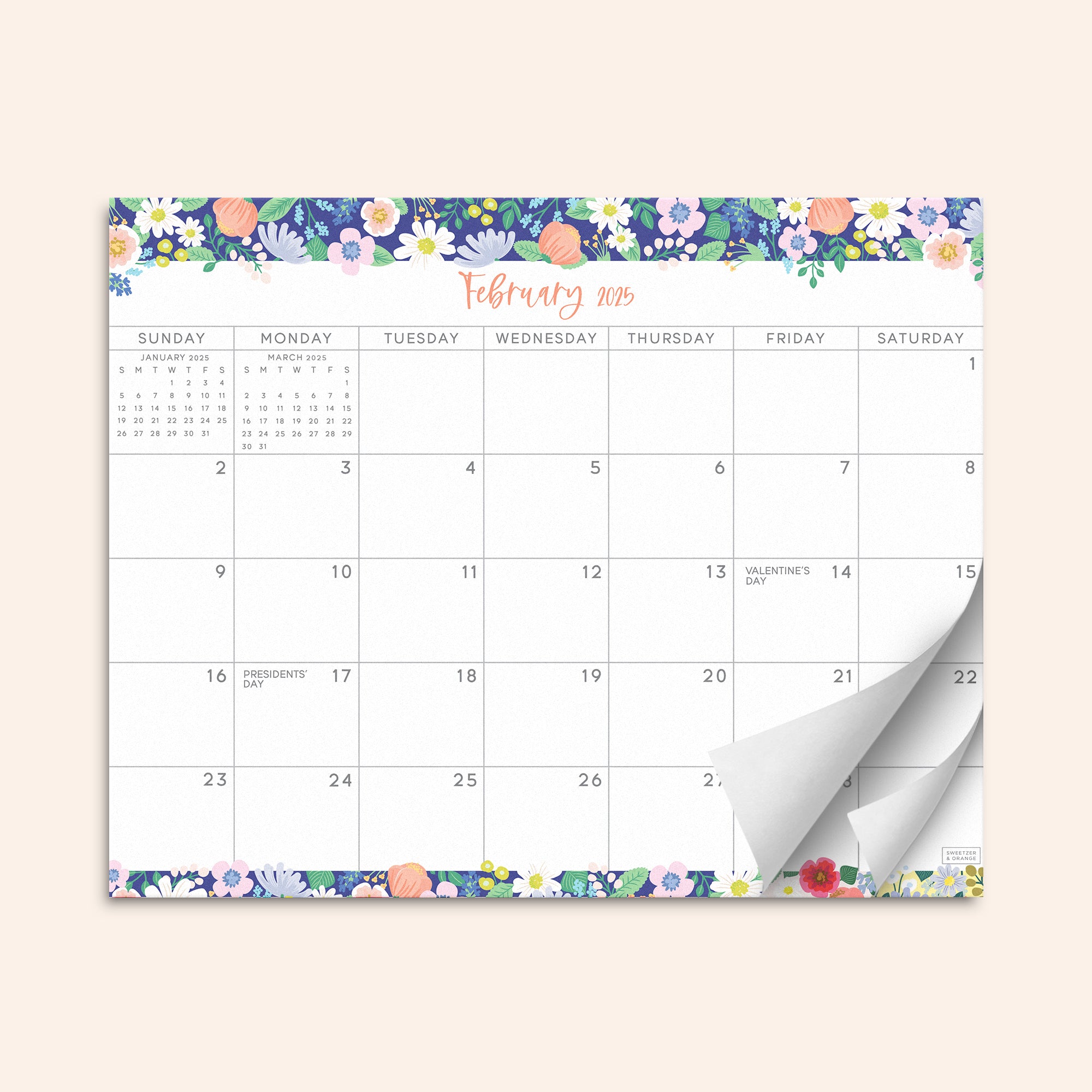 Floral Refrigerator Calendar Jan 2025 - June 2026