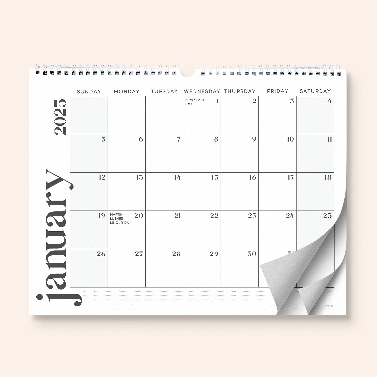 Modern Minimal Wall Calendar Jan 2025 - June 2026