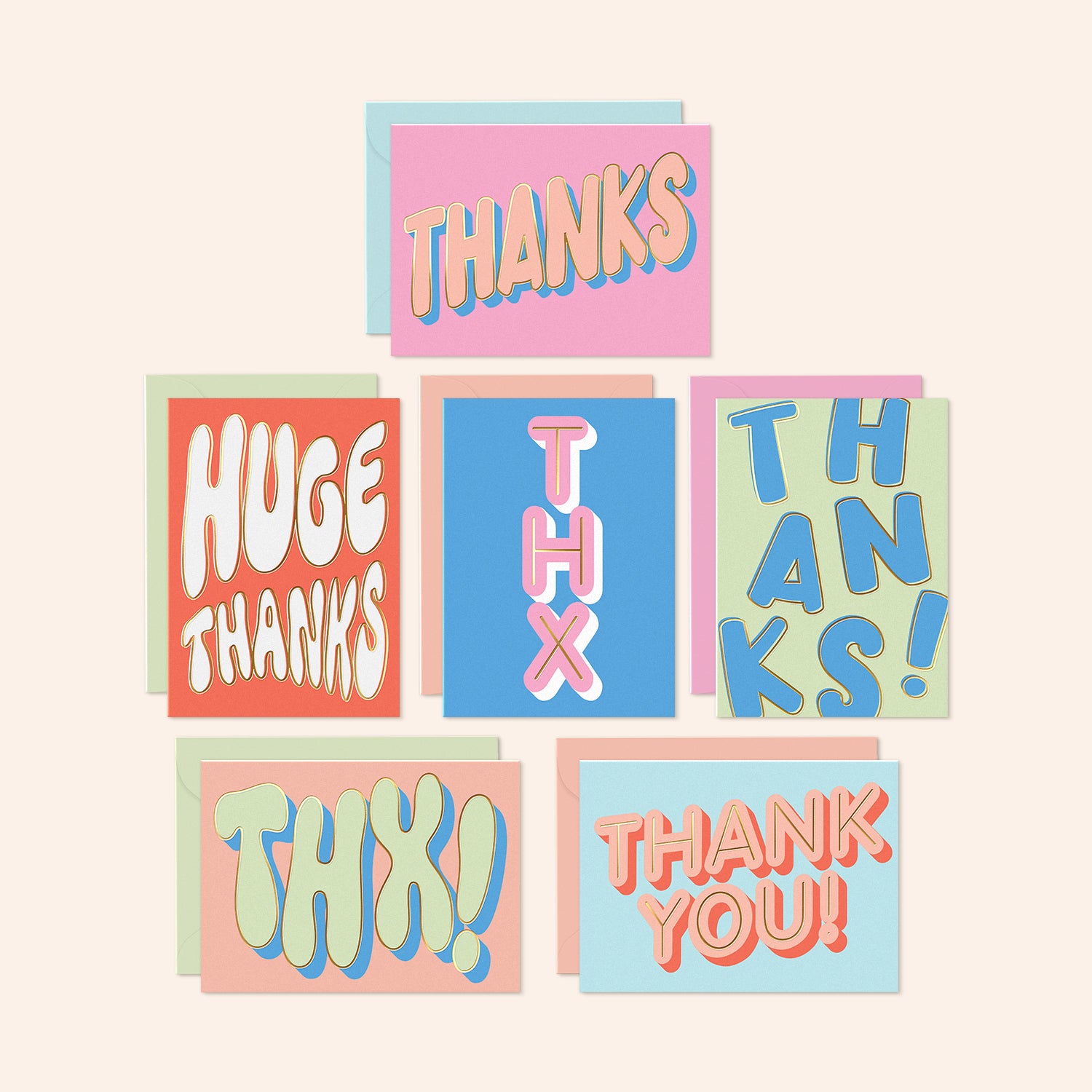 Bold and Bright Thank You Cards | Set of 24