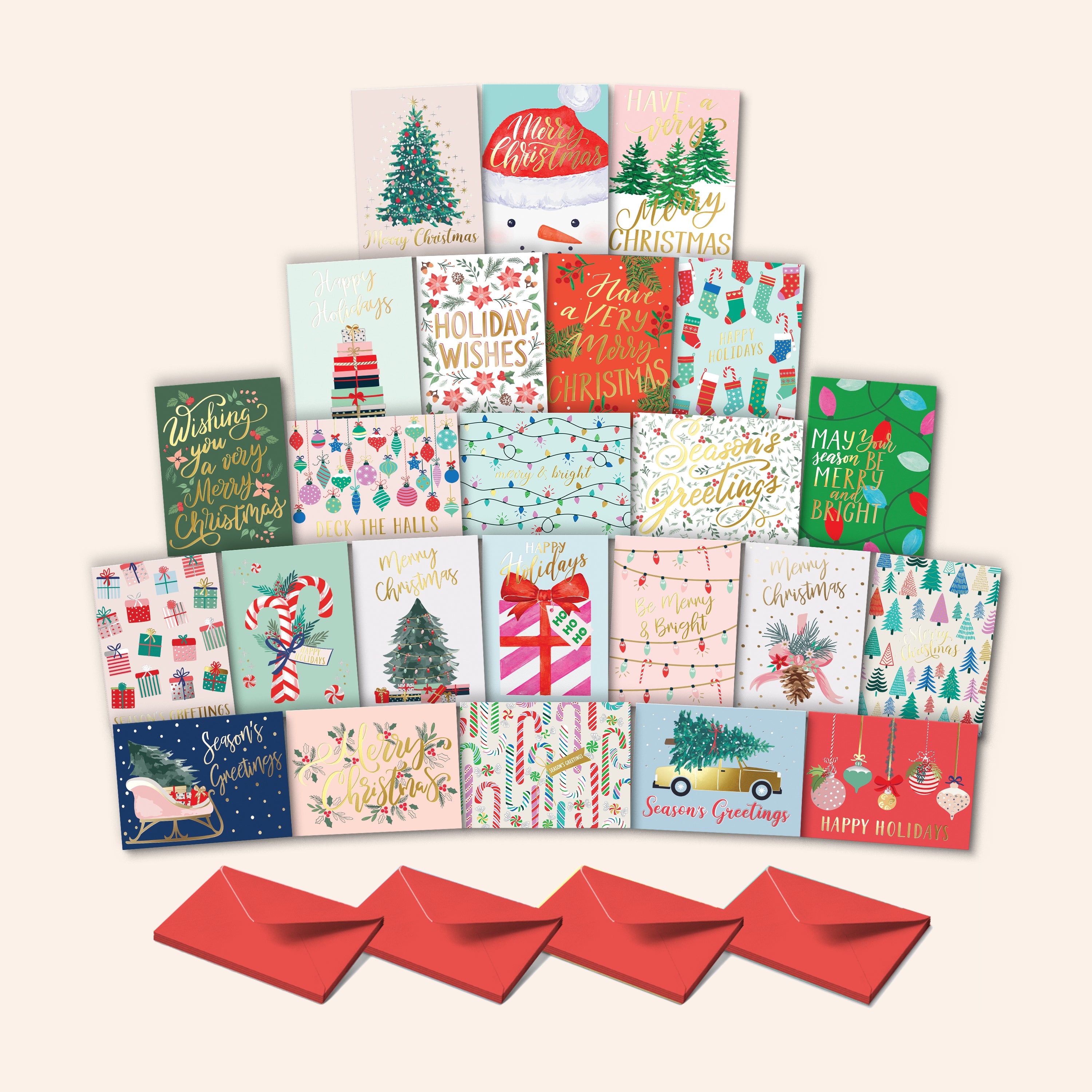 Set of 24 Different Christmas Cards