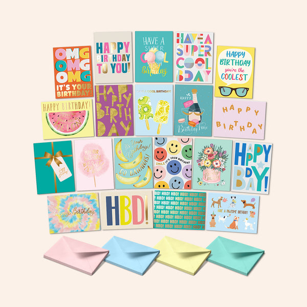 Birthday Card Assortment III  Set of 20 – Sweetzer & Orange